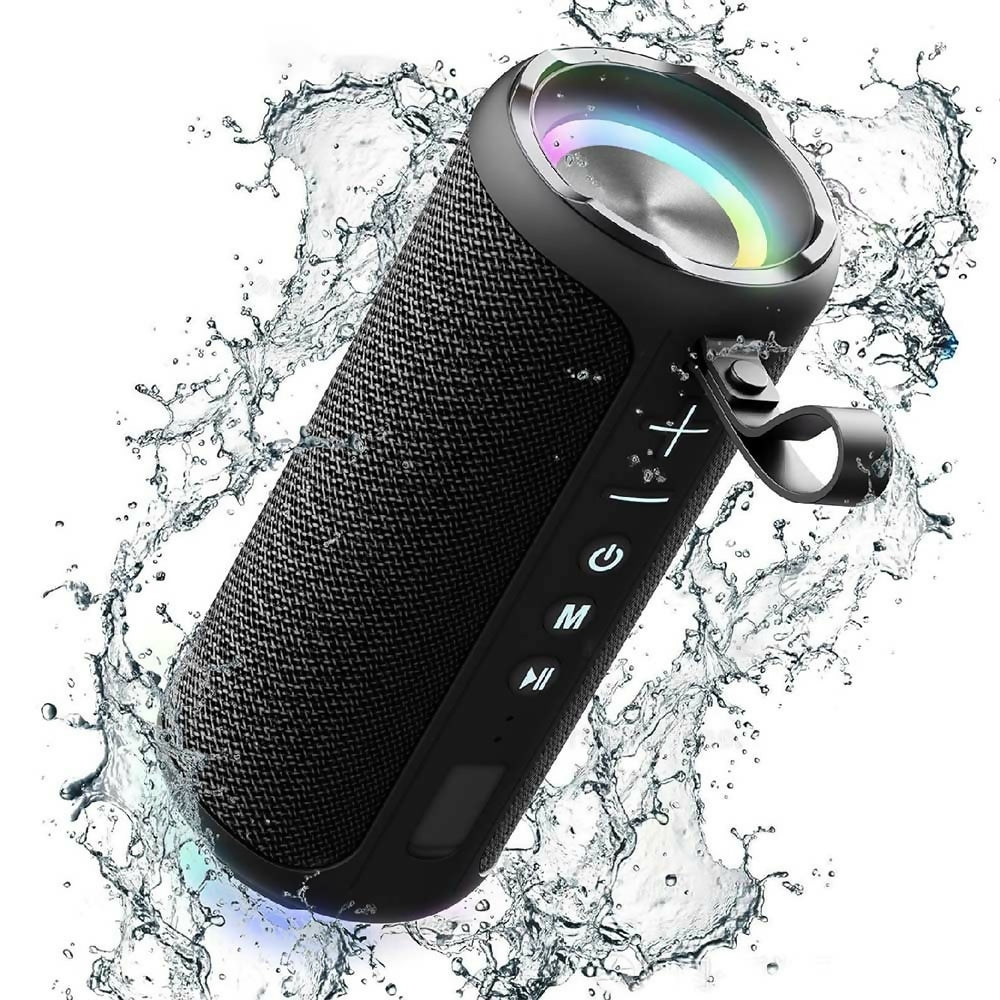 Kraftfuld Bluetooth-højttaler med HD-lyd / LED-belysning / IPX6-vandtæt / Bluetooth 5.1 og multipairing-funktion / 20 W dual-speaker subwoofer