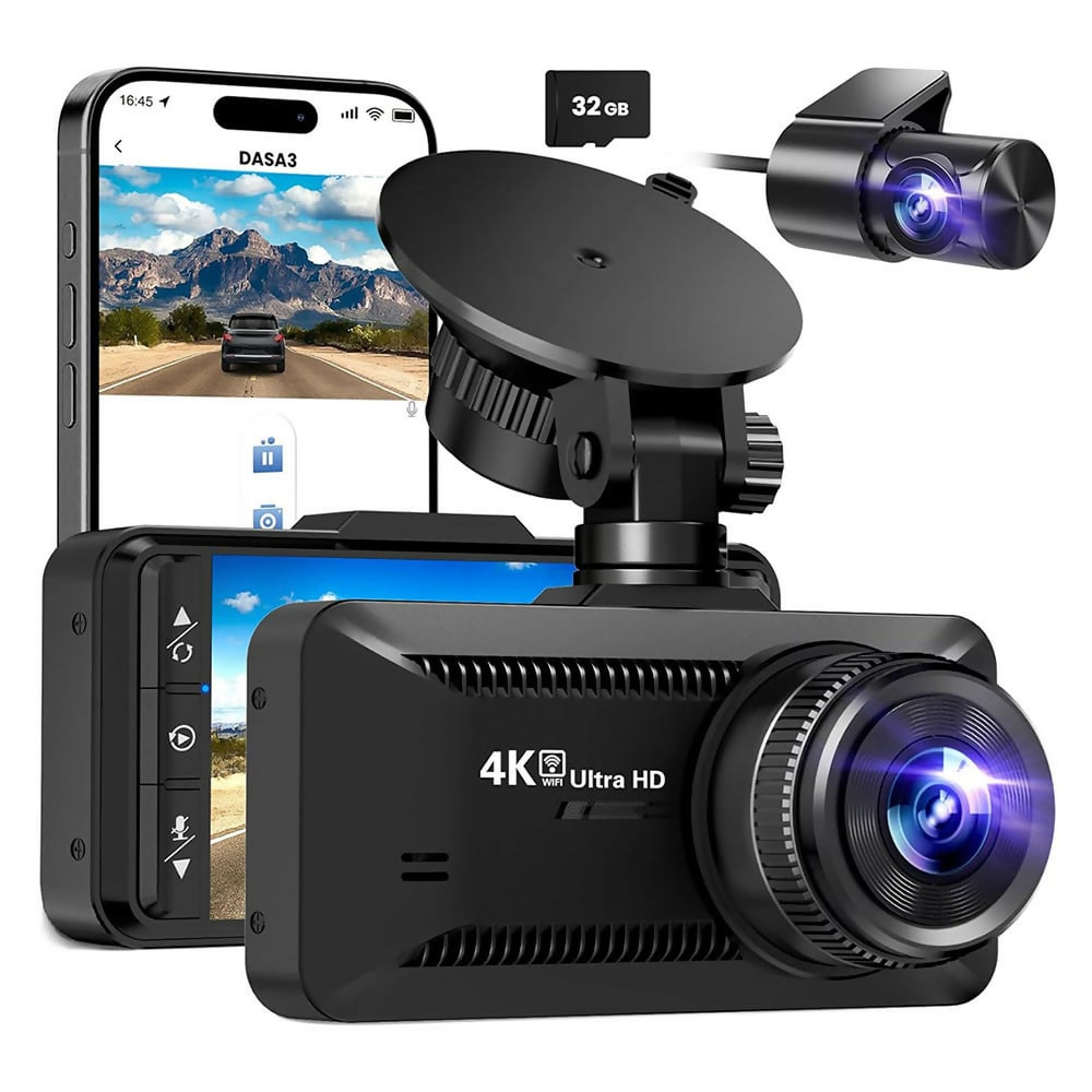 4K Dashcam Pro – Ultra HD-optagelse med front- og bagkamera, nattesyn og 24/7-overvågning