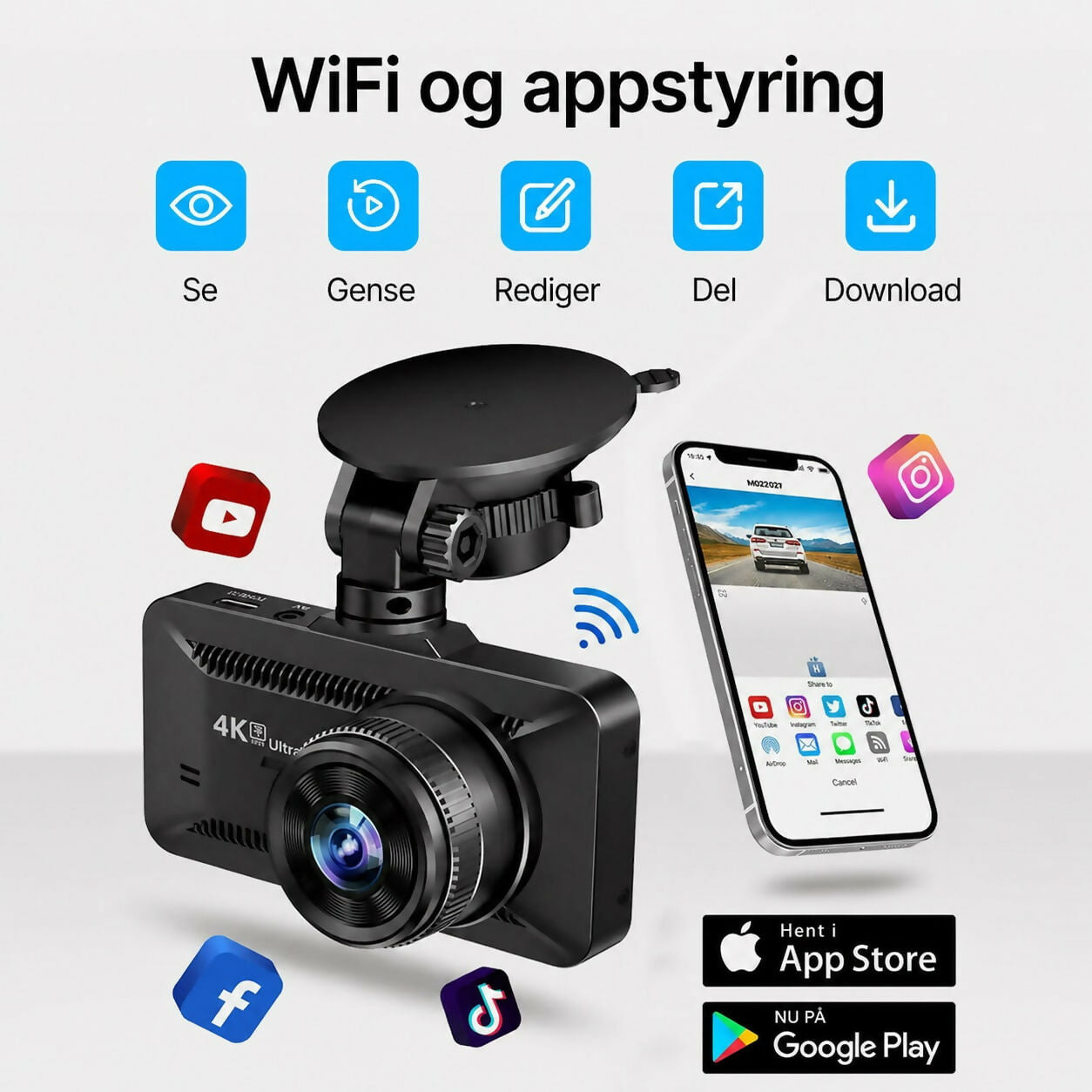 4K Dashcam Pro – Ultra HD-optagelse med front- og bagkamera, nattesyn og 24/7-overvågning
